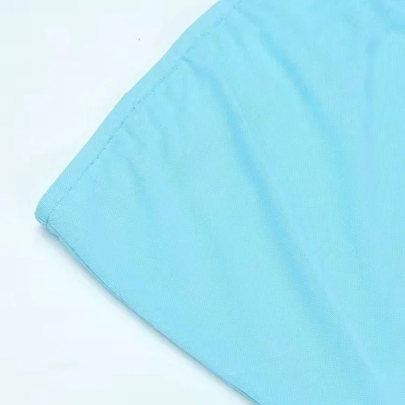 Strapless Blue Dress with Floral Detail and Chocker - Picture 3 of 11